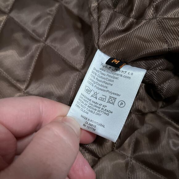 Nudie Jeans Co. Waxed Cotton Resin Hooded Parka Jacket Quilted Lining Sz Medium - Picture 4 of 10